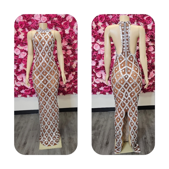 Gorgeous Rhinestones Crewneck Long Sleeve Party Mini Dress